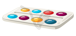 Paint box. School item. Education image for design - vector clip art