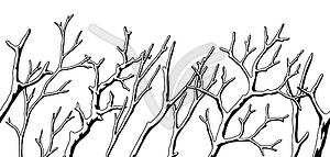 Seamless pattern with dry bare branches. - vector clip art