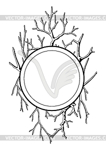 Background with dry bare branches. Decorative - royalty-free vector clipart