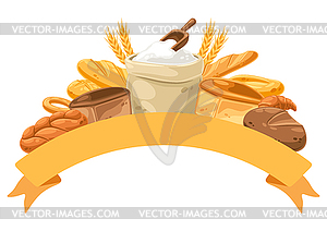 Background with bread and all for baking. Image - vector image