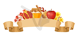 Shana Tova. Rosh Hashanah greeting card. Happy - vector image