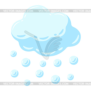 Blue cloud and hail. Cartoon snow - vector clipart