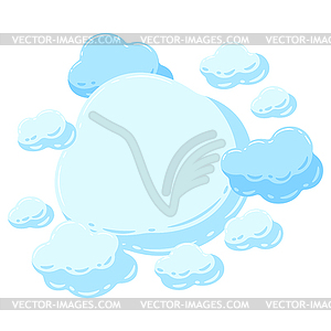 Background with blue clouds. Cartoon overcast sky - vector clip art