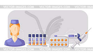 Background with medical and healthcare items. - vector image