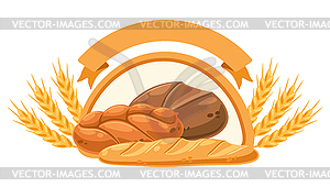 Эмблема с хлебом. Изображение для пекарен и бакалейных лавок - иллюстрация в векторе