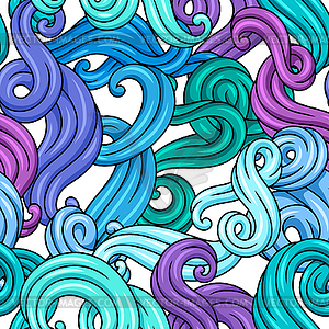 Seamless pattern with wave line curls. Color stripe - vector clip art