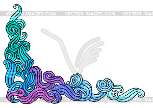 Background with wave line curls. Color striped - vector clipart