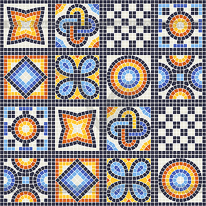 Ancient mosaic seamless pattern. Decorative - vector image