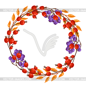 Frame with berries and leaves. autumn plants - royalty-free vector image