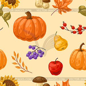 Seamless pattern with autumn plants. Harvest - vector image