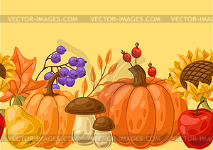 Seamless pattern with autumn plants. Harvest - vector image