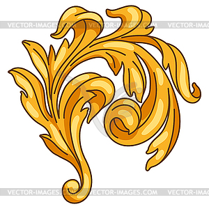 Decorative floral element in baroque style. Golden - vector clip art