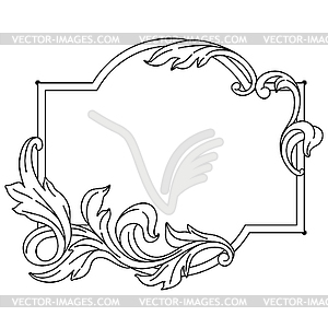 Decorative floral frame in baroque style. Engraved - vector clip art
