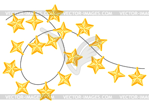 Background with garland of star light bulbs. Merry - vector clip art