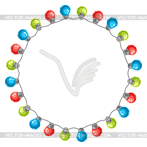 Frame with garland of light bulbs. Merry Christmas - royalty-free vector clipart