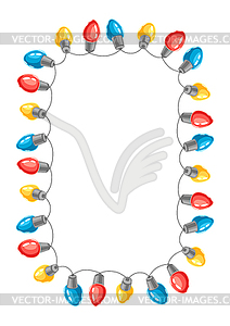 Frame with garland of light bulbs. Merry Christmas - vector image