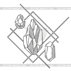 Фон с кристаллами или кристаллическими минералами. - графика в векторе