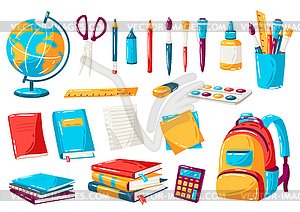 School and education items. Set of supplies and - stock vector clipart