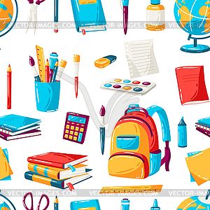 School seamless pattern with education items. - vector clip art