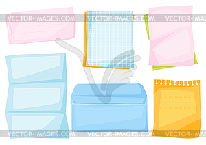 Set of various paper note. Office supplies, - vector image