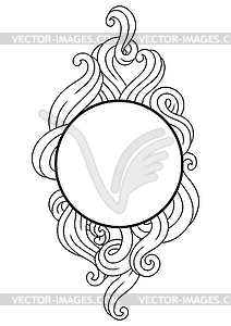 Frame with wave line curls. Monochrome stripes blac - vector image