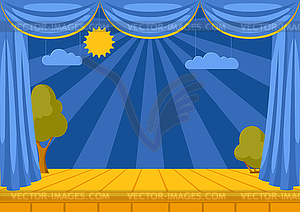 Background with curtains stage. for theatrical - vector image