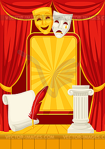 Background with curtains stage. for theatrical - vector clipart