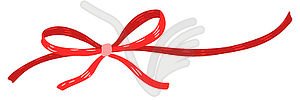 Decorative ribbon with knot. Banner in cute style - vector image