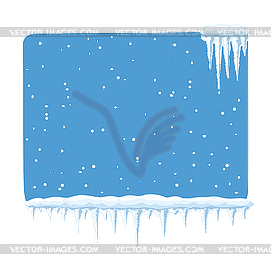 Winter background with icicles. Merry Christmas - vector clipart