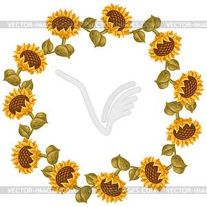 Frame with sunflowers. autumn plant - vector image