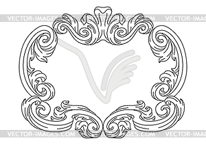 Decorative floral frame in baroque style. Engraved - vector clip art