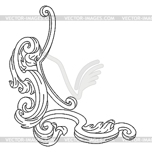 Decorative floral corner in baroque style. - vector clipart