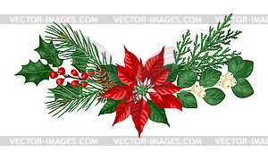 Element with winter plants. Merry Christmas and - royalty-free vector image