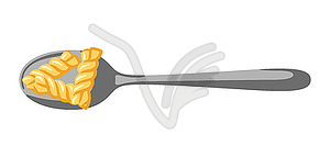 Italian pasta on spoon. Culinary image for menu of - vector clip art