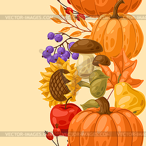 Seamless pattern with autumn plants. Harvest - vector clip art