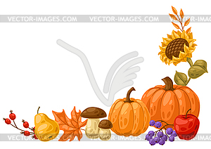 Frame with autumn plants. Harvest vegetables and - vector clipart