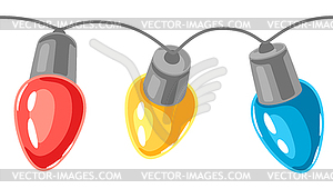 Garland of light bulbs. Merry Christmas and Happy - vector EPS clipart