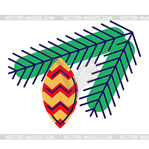 Christmas spruce branch with cone. Happy New Year - stock vector clipart