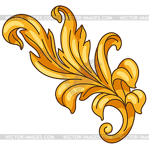 Decorative floral element in baroque style. Golden - royalty-free vector clipart