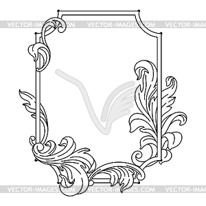 Decorative floral frame in baroque style. Engraved - royalty-free vector image