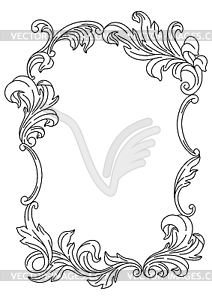 Decorative floral frame in baroque style. Engraved - vector image