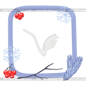 Frame with winter plants. Merry Christmas and - vector image