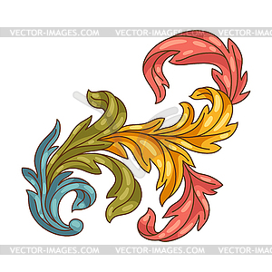 Decorative floral element in baroque style. Colorfu - vector clipart