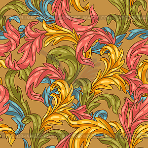 Decorative floral seamless pattern in baroque style - vector clipart