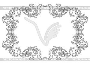 Decorative floral frame in baroque style. Engraved - vector clipart