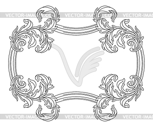 Decorative floral frame in baroque style. Engraved - vector clip art