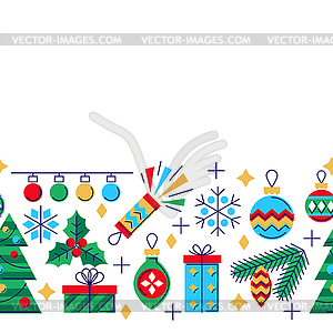 Merry Christmas and Happy New Year seamless pattern - vector clipart