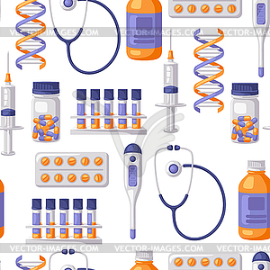 Бесшовный узор с медицинскими и медицинскими услугами - векторное изображение