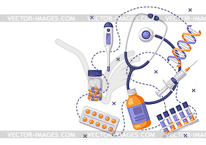 Background with medical and healthcare items. - vector clip art