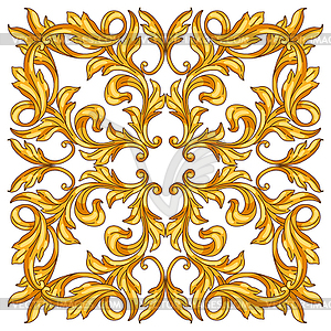 Decorative floral ceramic tile in baroque style. - vector clipart